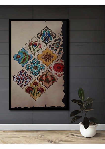 Osmanlı Sanatı Çini Desenleri Ahşap Dekoratif Tablo Dikdörtgen Tablo fiyatları