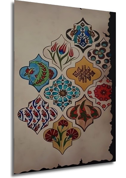Osmanlı Sanatı Çini Desenleri Ahşap Dekoratif Tablo Dikdörtgen Tablo modelleri