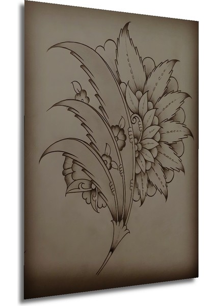 Osmanlı Çini Deseni Kara Kalem Görünümlü Dekoratif Ahşap Tablo Dikdörtgen Tablo fırsatları