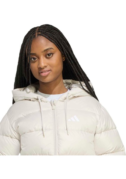 Essentials Synthetic Down Puffer Kadın Bej Kapüşonlu Kaz Tüyü Mont indirimleri