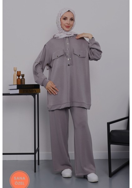 Tesettür Çıtçıt Detaylı Tunik-Pantolon Ikilitakım(Spor,şık Kombin) fırsatları