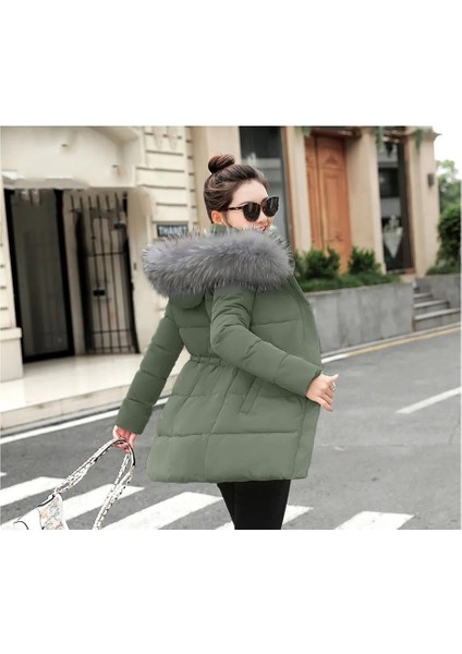 Kışlık Yaka Kürklü Uzun Kadın Şişme Mont fırsatları