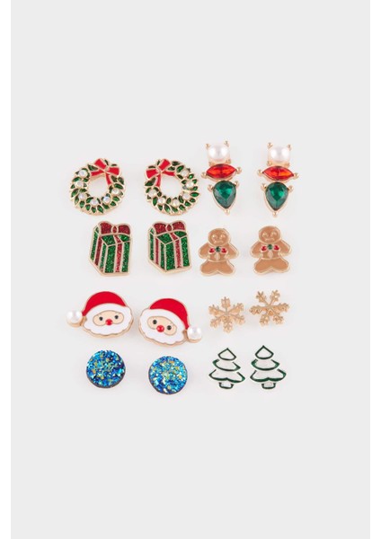 Yılbaşı Temalı Kadın 8'li Küpe F7410AXNS