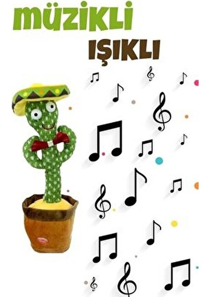 konuşan dans eden, müzikli ışıklı saksı kaktüs peluş oyuncak ses taklitçi