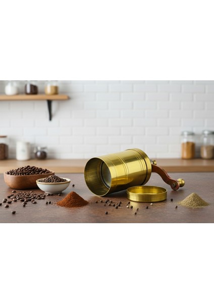 Pirinç El Yapımı Kahve Karabiber Değirmeni Öğütücü (3,5cmx8,5cm) modelleri