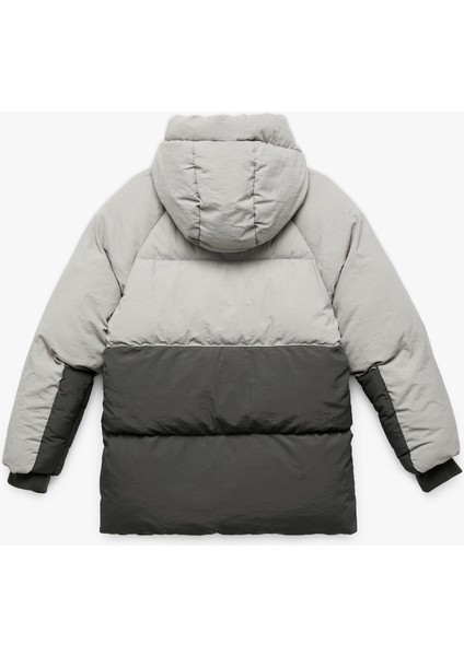 Polar Astarlı Uzun Kollu Kapşonlu Renk Bloklu Şişme Mont fiyatları