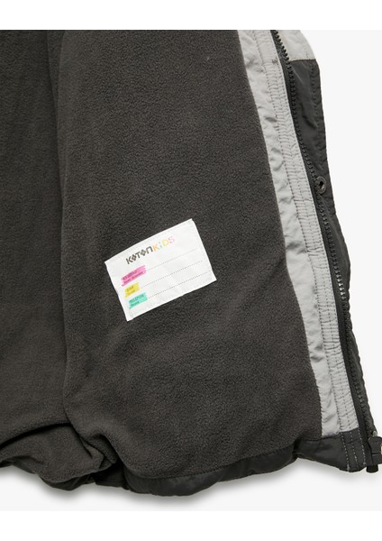 Polar Astarlı Uzun Kollu Kapşonlu Renk Bloklu Şişme Mont fırsatları