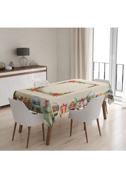 Yılbaşı Desenli Dijital Baskılı Floralch Masa Örtüsü - 140 x 220 cm 140X240 cm - Panama Kumaş fiyatları