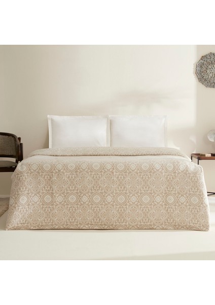 Ansel Çift Kişilik Akrilik Battaniye Açık Kahve