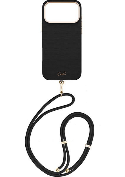 iPhone 17 Pro Max Uyumlu Kılıf M-Safe Şarj Özellikli Askı Ipli Coehl Mirelle Kapak Siyah fiyatları