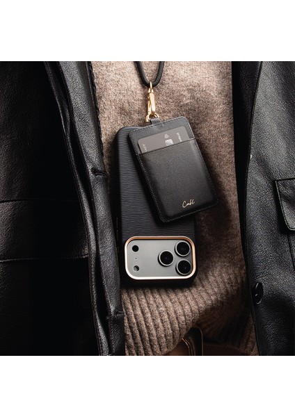 iPhone 17 Pro Max Uyumlu Kılıf M-Safe Şarj Özellikli Askı Ipli Coehl Mirelle Kapak Siyah modelleri