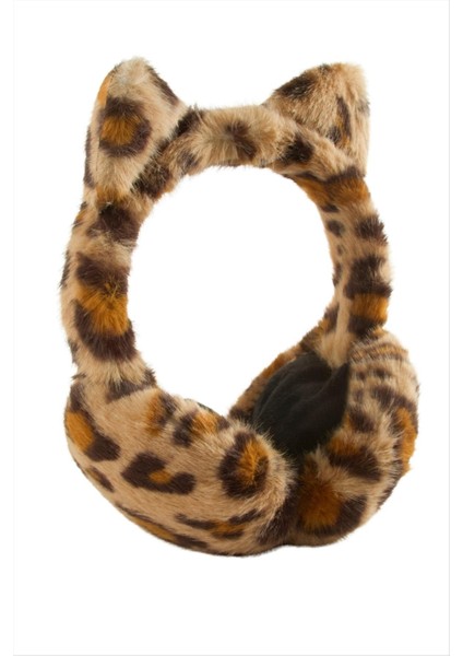 Leopar Desenli Yünlü Kışlık Kulaklık