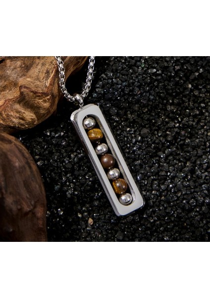 Erkek 316L Kaplangözü Doğal Taşlı Çelik Kolye fiyatları