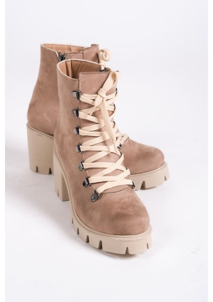 Joss Bağcıklı Fermuarlı Ortopedik Taban Suya ve Soğuğa Dayanıklı Topuklu Süet Kadın Bot Tt Ten fiyatları