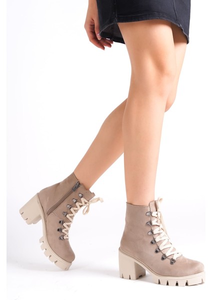 Joss Bağcıklı Fermuarlı Ortopedik Taban Suya ve Soğuğa Dayanıklı Topuklu Süet Kadın Bot Tt Ten fırsatları