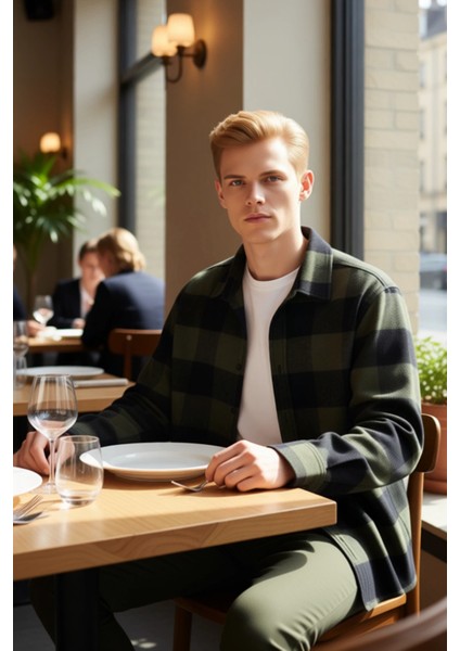 Erkek Haki Kareli Regular Kesim Oduncu Stili Gömlek Fonksiyonel Dayanıklı Kaliteli Estetik modelleri