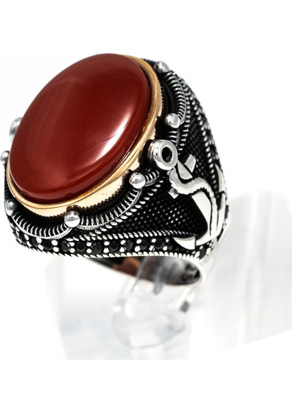 Kırmızı Akik Taşlı 925 Ayar Gümüş Erkek Yüzük – Kararlı ve Güçlü Duruş modelleri