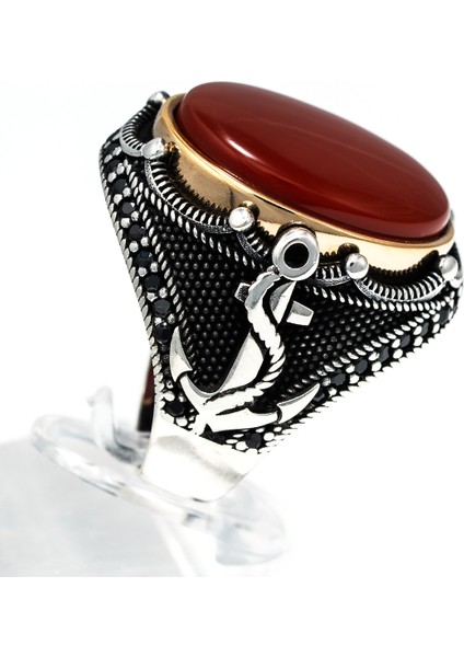 Kırmızı Akik Taşlı 925 Ayar Gümüş Erkek Yüzük – Kararlı ve Güçlü Duruş indirimleri