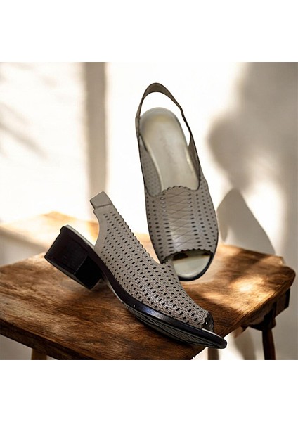 Önü Açık Hakiki Deri Ses Yapmaz Anne Model Kısa Topuklu Sandalet fiyatları