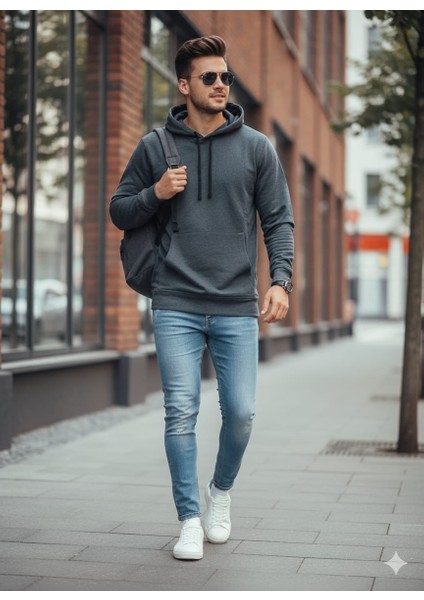 Antrasit Kapüşonlu Erkek Sweatshirt fiyatları