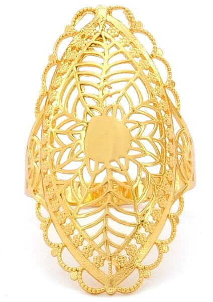 Çelik Yüzük Kadın Altın Kaplama Hint Model YZK-508