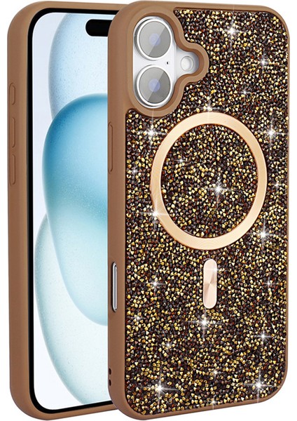 Apple iPhone 17 Uyumlu Pırlanta Taşlı Magsafe Şarj Özellikli Kapak Kılıf