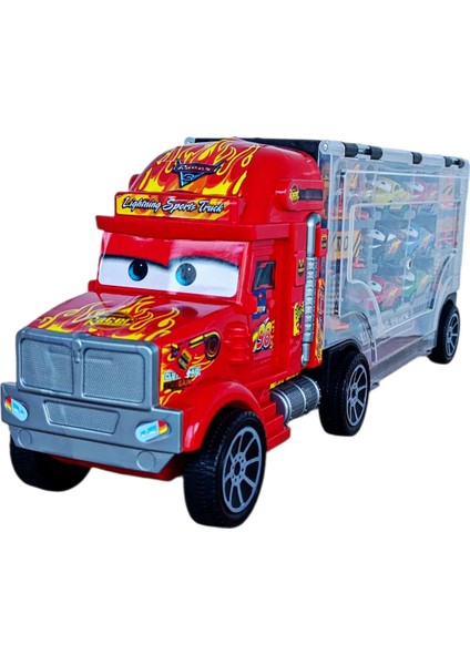 Dev Boy 56 Cm. Metal Araba Taşıyan Şimşek Mcqueen Tır Mekkuin ve 6'lı Metal Araba + 9 Parça Aksesuar modelleri