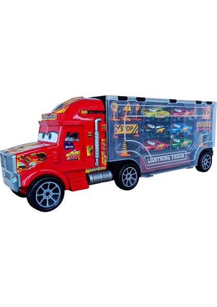 Dev Boy 56 Cm. Metal Araba Taşıyan Şimşek Mcqueen Tır Mekkuin ve 6'lı Metal Araba + 9 Parça Aksesuar fırsatları