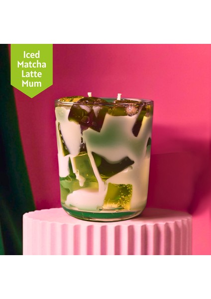 Iced Matcha Latte Mum | Doğal Soya Balmumu Jel Mum – Çevre Dostu Dekoratif Mum 250G fırsatları
