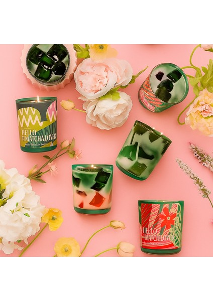 Iced Matcha Latte Mum | Doğal Soya Balmumu Jel Mum – Çevre Dostu Dekoratif Mum 250G