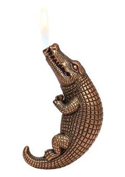 Timsah Figürlü Retro Çakmak Metal Koleksiyonluk Benzinli Çakmak