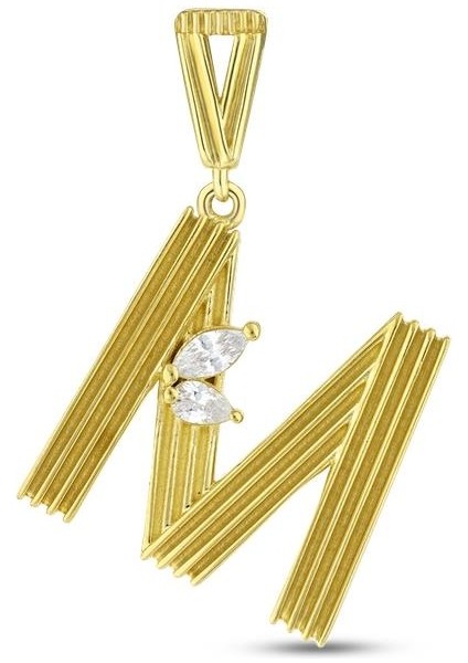 Altın M Harf Kolye Ucu - 14K