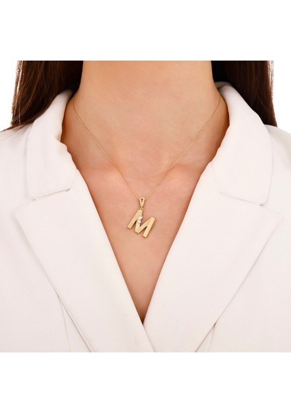 Altın M Harf Kolye Ucu - 14K modelleri