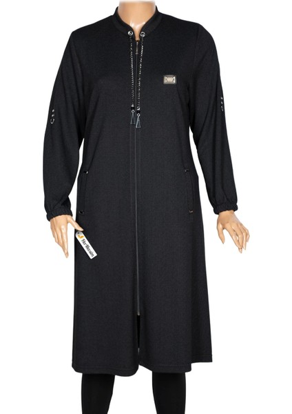 Hesna Kadın Zeren Büyük Beden Baharlık Fermuarlı Siyah Kap Ceket fiyatları