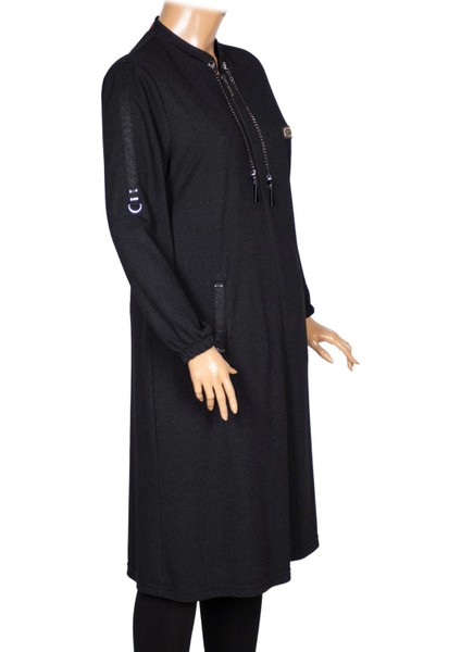 Hesna Kadın Zeren Büyük Beden Baharlık Fermuarlı Siyah Kap Ceket fırsatları