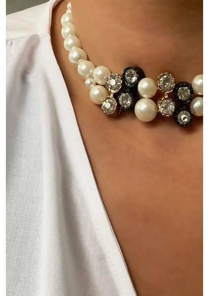 Taş Detay Inci Choker Kolye fiyatları