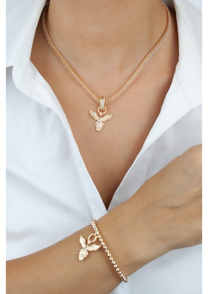 Baget Zirkon Taşlı Anka Kuş Figür Kolye Bileklik Set fiyatları