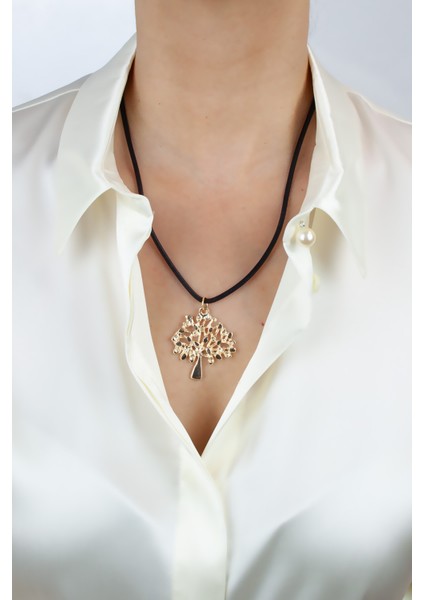 Yaşam Ağacı Uçlu Vegan Deri Kolye