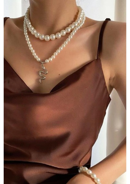 Yılan Figürlü Ikili Kolye fiyatları