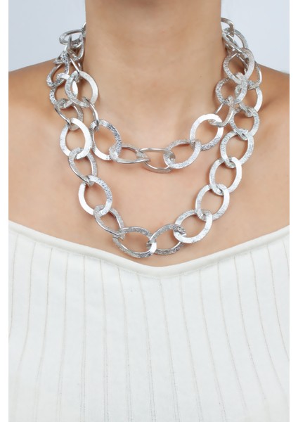 Çift Sıralı Kalın Zincir Tasarım Kolye