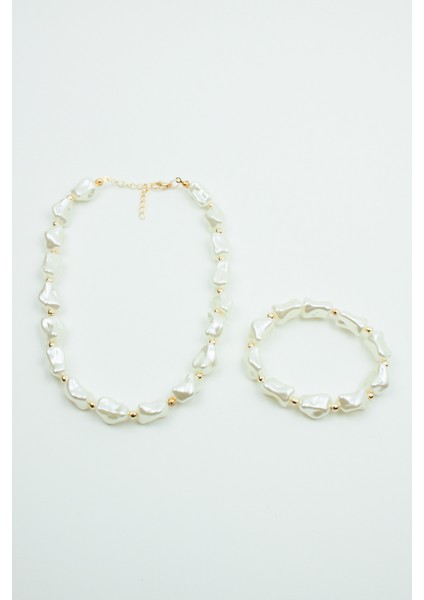 Barok Inci Gold Detay Kadın Kolye Bileklik Set fiyatları