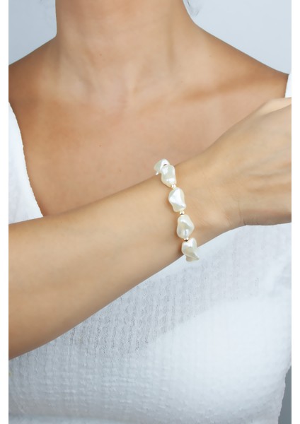 Barok Inci Gold Detay Kadın Bileklik