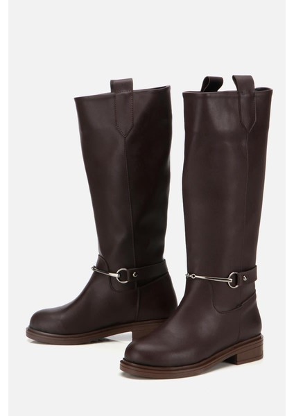 Kadın Kahverengi Zincir Detaylı Çizme indirimleri