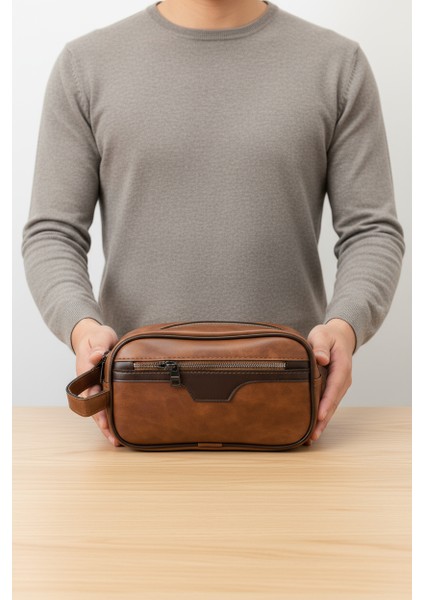 Tıraş Kozmetik Bakım ve Günlük El Çantası Vegan Deri