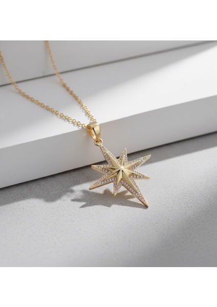 Kutup Yıldızı (Navigasyon) Kolye - Zirkon Taşlı Işıltılı