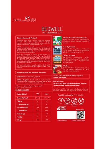 Nutri Quick – Freeze Dried Dondurularak Kurutulmuş Cennet Hurması & Portakal indirimleri