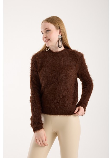 Kadın Acı Kahve Sakal Iplik Bisiklet Yaka Triko Kazak indirimleri