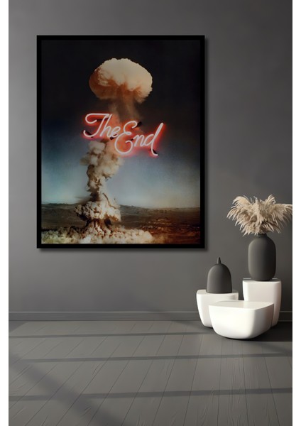 Nükleer Son Neon Görünümlü Ahşap Dekoratif Tablo Dikdörtgen Tablo fiyatları