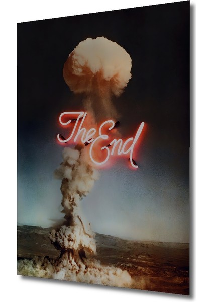 Nükleer Son Neon Görünümlü Ahşap Dekoratif Tablo Dikdörtgen Tablo modelleri