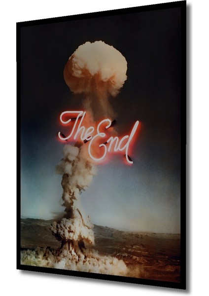 Nükleer Son Neon Görünümlü Ahşap Dekoratif Tablo Dikdörtgen Tablo indirimleri